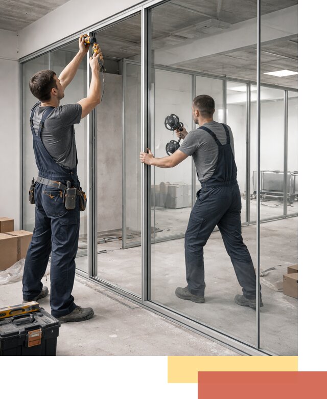 Алюминиевые перегородки со стеклом в прохладном — изготовление и монтаж