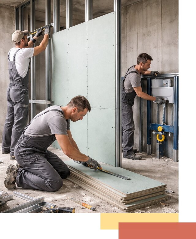 Монтаж и ремонт сантехнических перегородок в прохладном