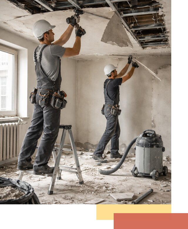 Демонтаж гипсокартонного потолка в прохладном быстро и аккуратно