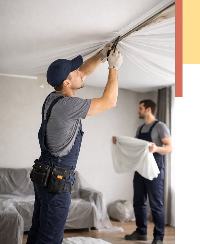 Демонтаж натяжного потолка в прохладном от 4875 руб. — снятие и разбор под ключ | ОТДЕЛОЧНИК-Прх