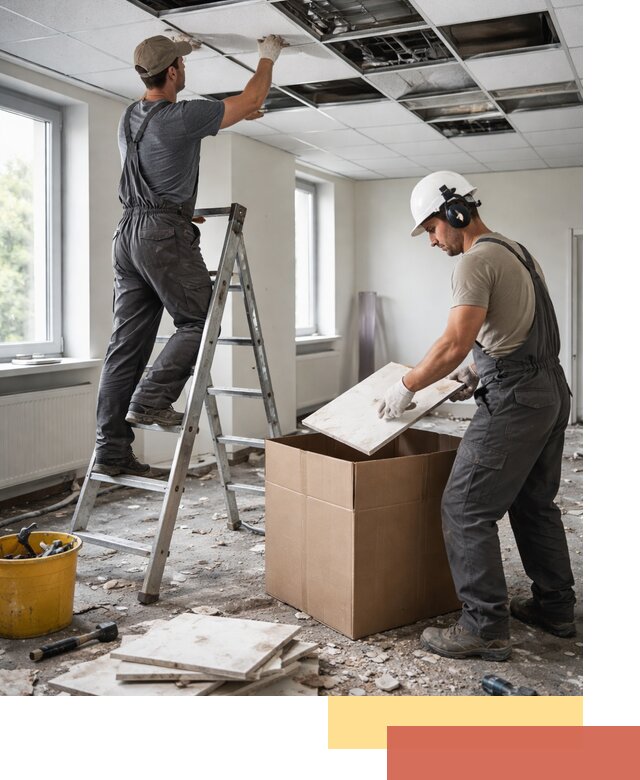 Демонтаж потолочной плитки в прохладном быстро и аккуратно