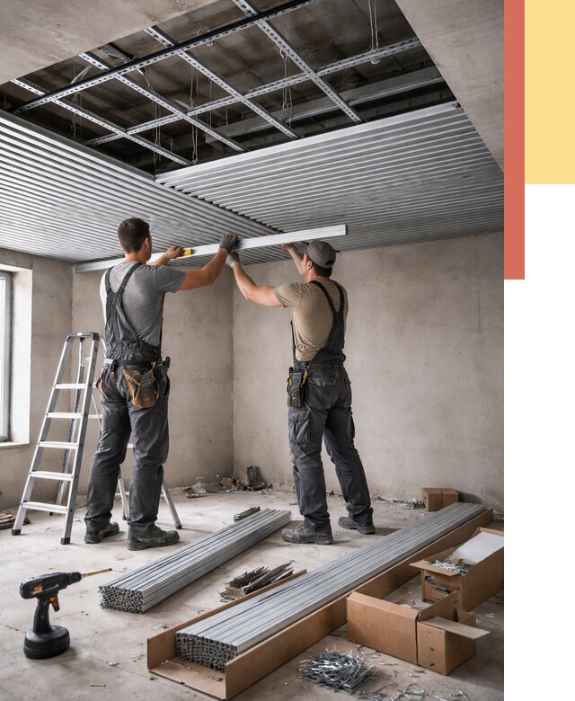 Монтаж реечного потолка в прохладном от 4875 руб. под ключ | ОТДЕЛОЧНИК-Прх