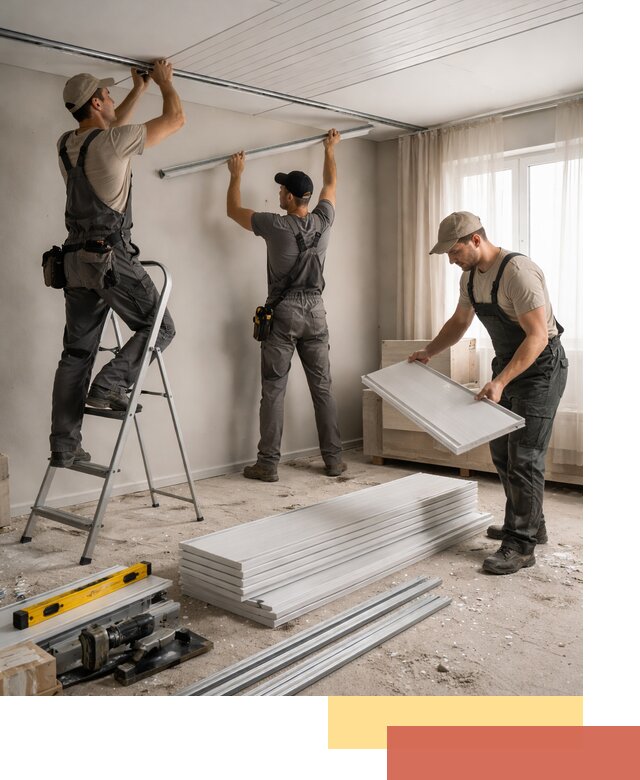 Монтаж потолка из ПВХ панелей в прохладном оперативно и качественно