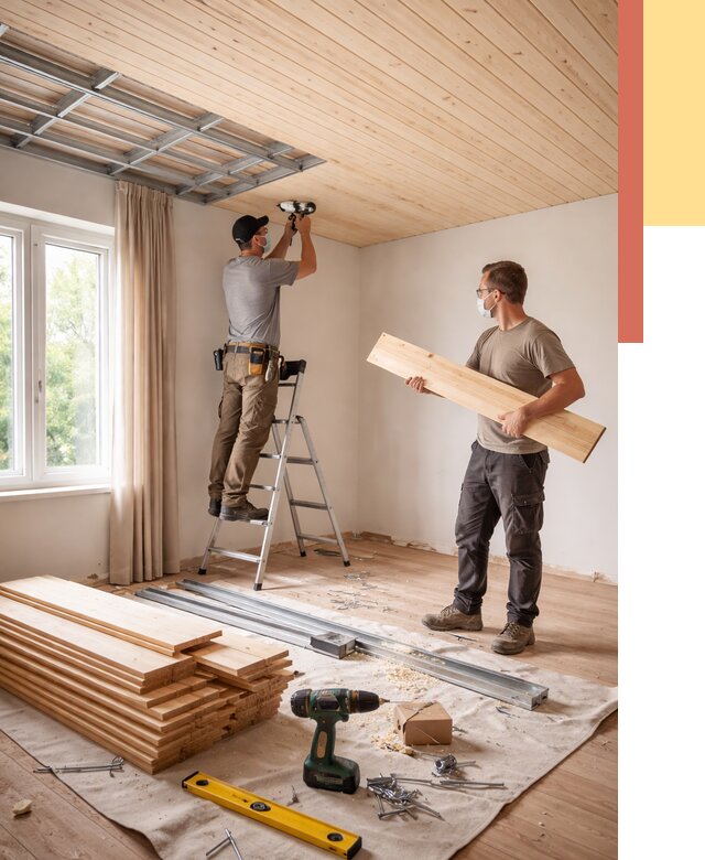 Монтаж потолка из вагонки в прохладном от 7041 руб. | Быстро и недорого — ОТДЕЛОЧНИК-Прх