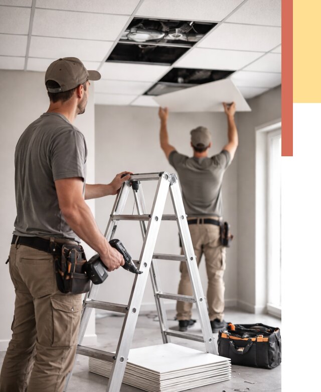 Обслуживание подвесного потолка в прохладном от 3792 руб. — быстро и недорого | ОТДЕЛОЧНИК-Прх