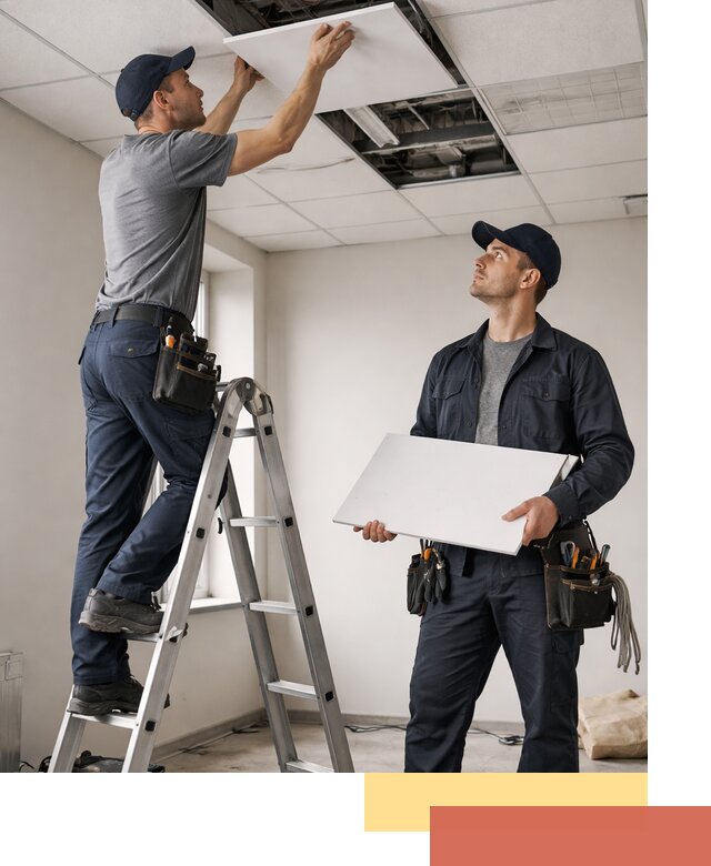 Обслуживание подвесного потолка в прохладном — ремонт и чистка