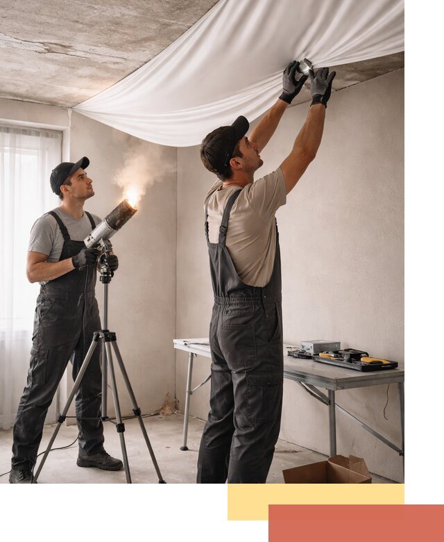 Установка натяжного потолка под ключ в прохладном