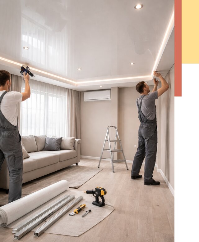 Монтаж глянцевого натяжного потолка в прохладном от 812 руб. под ключ | ОТДЕЛОЧНИК-Прх