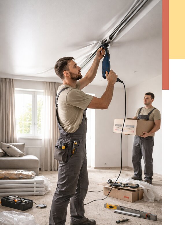 Монтаж сатинового натяжного потолка в прохладном от 3792 руб. | Быстро, недорого — ОТДЕЛОЧНИК-Прх