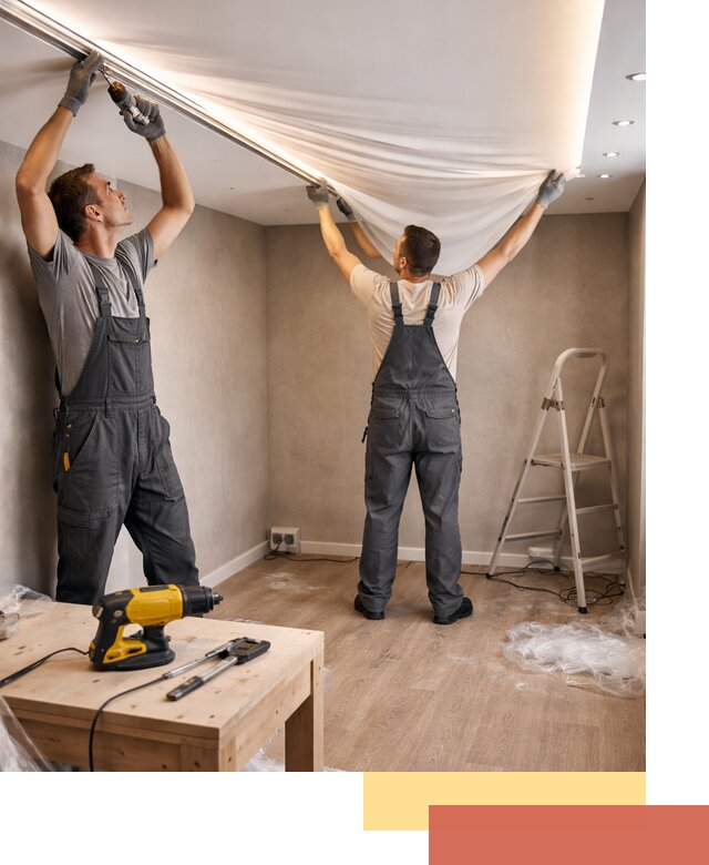 Монтаж натяжного потолка с подсветкой в прохладном цена и сроки