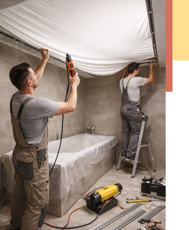 Монтаж натяжного потолка в ванной в прохладном от 1300 руб. под ключ | ОТДЕЛОЧНИК-Прх