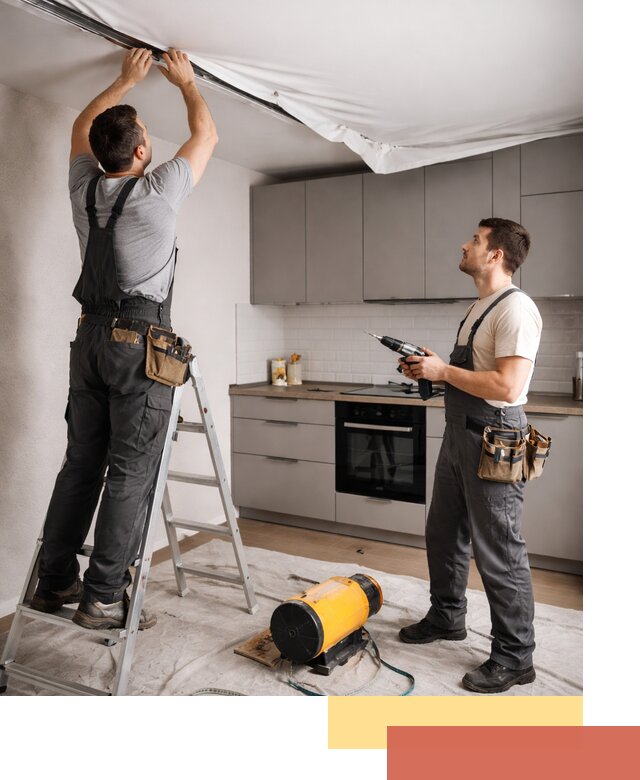 Монтаж натяжного потолка на кухне в прохладном