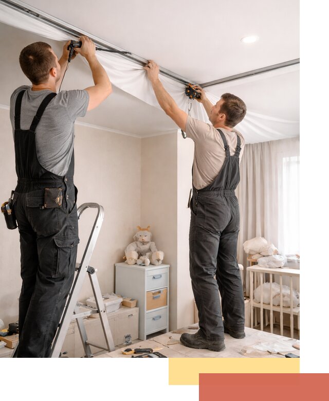 Монтаж натяжного потолка в детской комнате в прохладном