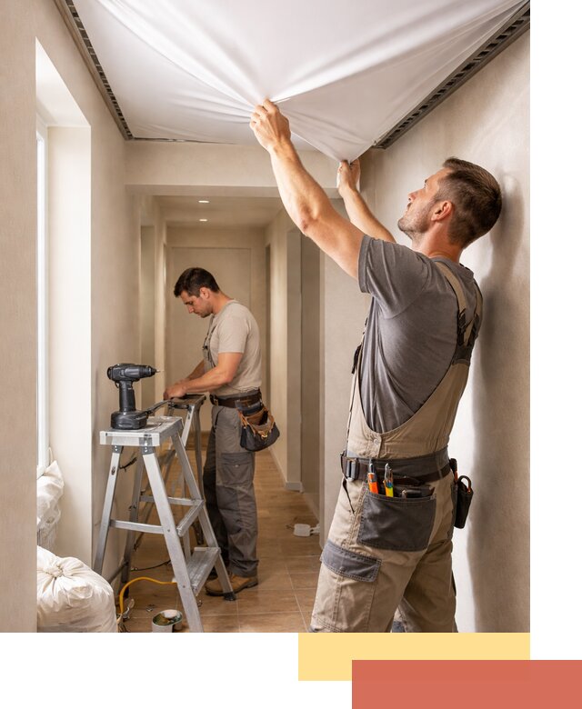 Монтаж натяжного потолка в прихожей в прохладном