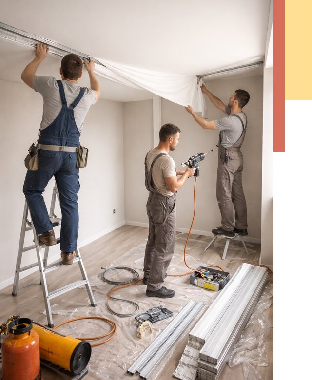 Монтаж натяжного потолка в студии в прохладном от 5958 руб. — быстро и недорого | ОТДЕЛОЧНИК-Прх