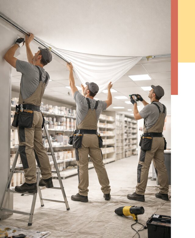 Монтаж натяжного потолка в магазине в прохладном от 4875 руб. быстро и недорого | ОТДЕЛОЧНИК-Прх
