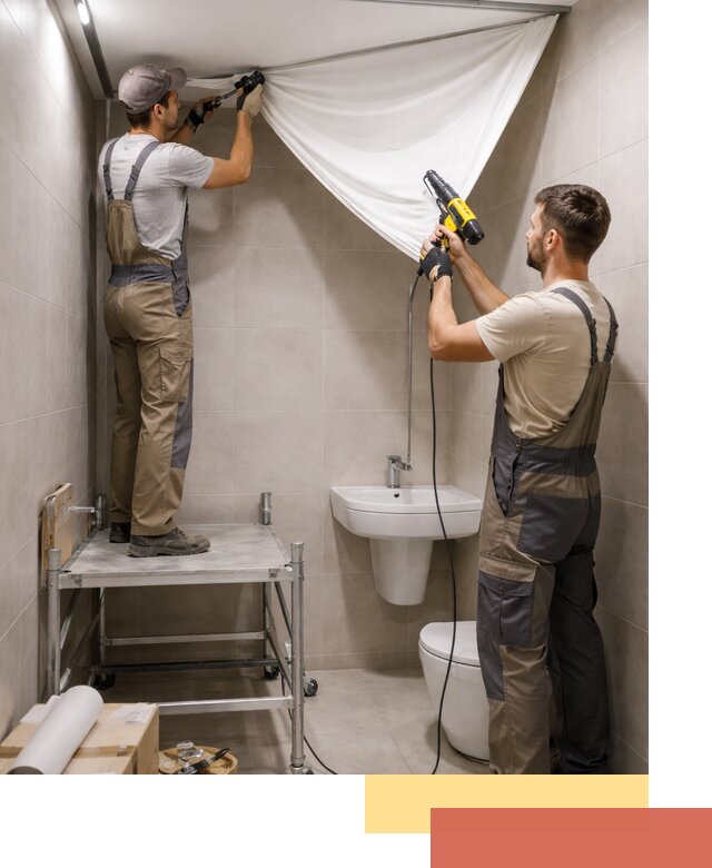 Монтаж натяжного потолка в санузле в прохладном