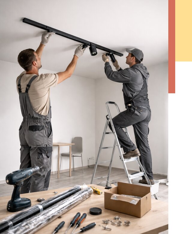 Установка трековых светильников в натяжной потолок в прохладном от 4550 руб. | ОТДЕЛОЧНИК-Прх