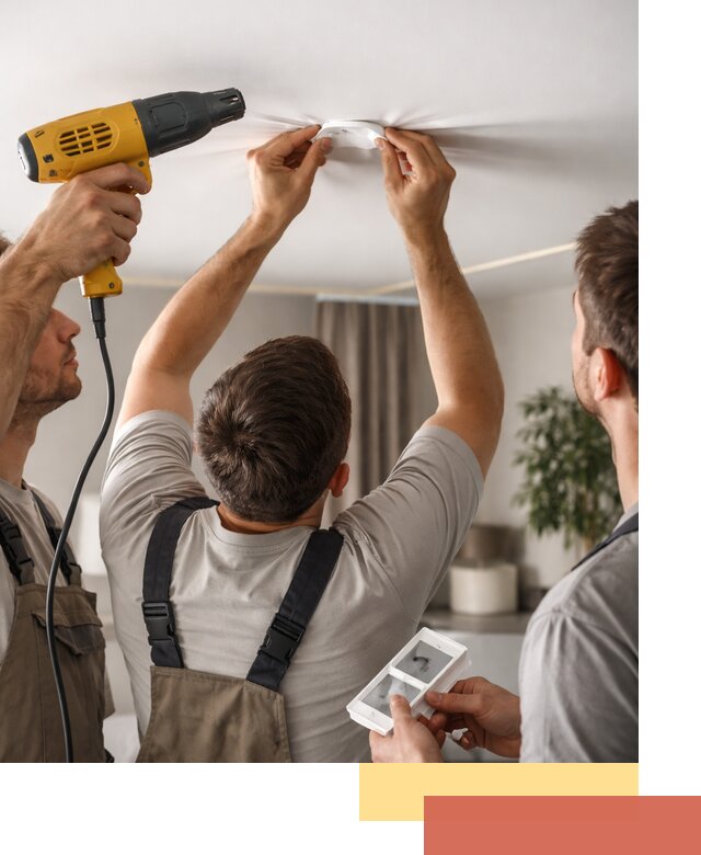 Ремонт прокола полотна натяжного потолка в прохладном