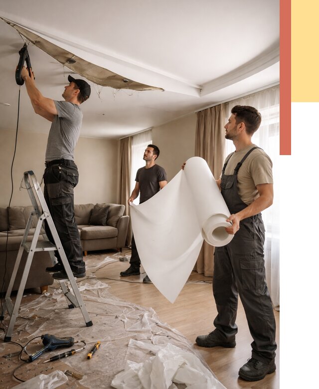 Замена полотна натяжного потолка в прохладном от 10291 руб. быстро и недорого | ОТДЕЛОЧНИК-Прх