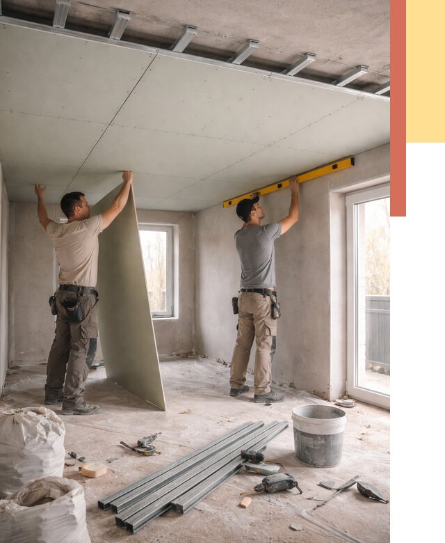 Одноуровневый потолок из гипсокартона в прохладном от 812 руб. — монтаж под ключ | ОТДЕЛОЧНИК-Прх