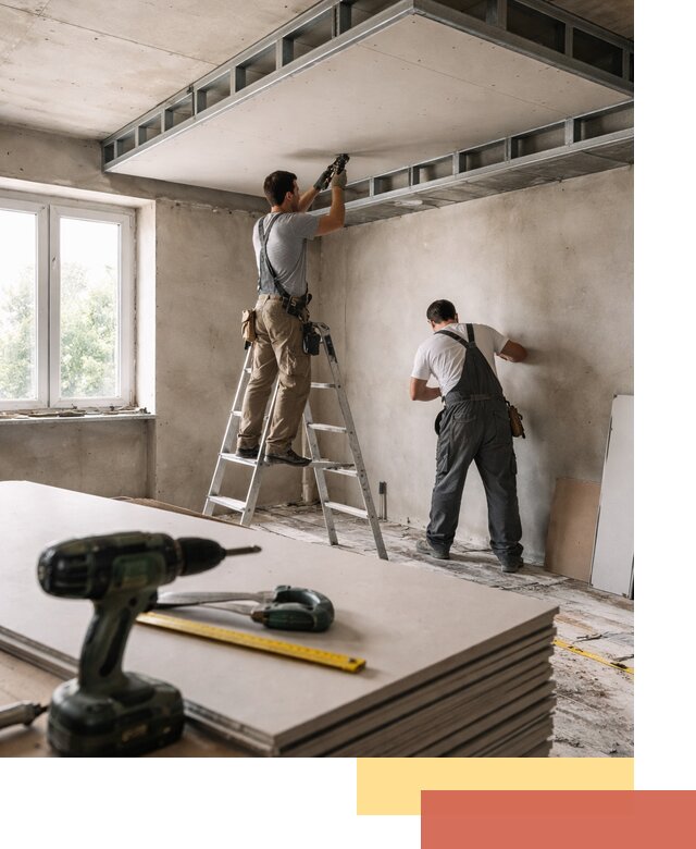 Двухуровневый потолок из гипсокартона в прохладном