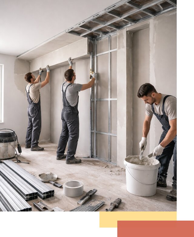 Монтаж потолка из гипсокартона с нишей в прохладном