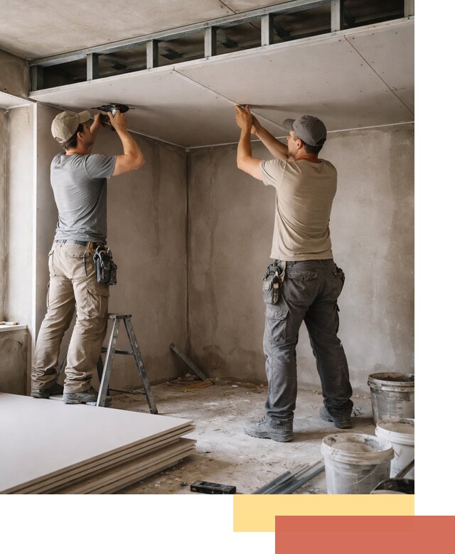 Короб из гипсокартона на потолке под ключ в прохладном