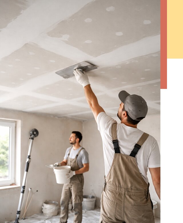 Шпаклевка потолка из гипсокартона в прохладном от 3467 руб./м2 — услуги под ключ | ОТДЕЛОЧНИК-Прх