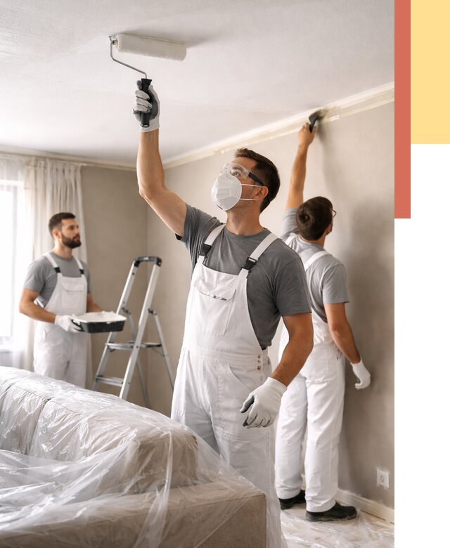 Покраска потолка водоэмельсионной краской в прохладном от 2383 руб/м² — услуги под ключ | ОТДЕЛОЧНИК-Прх