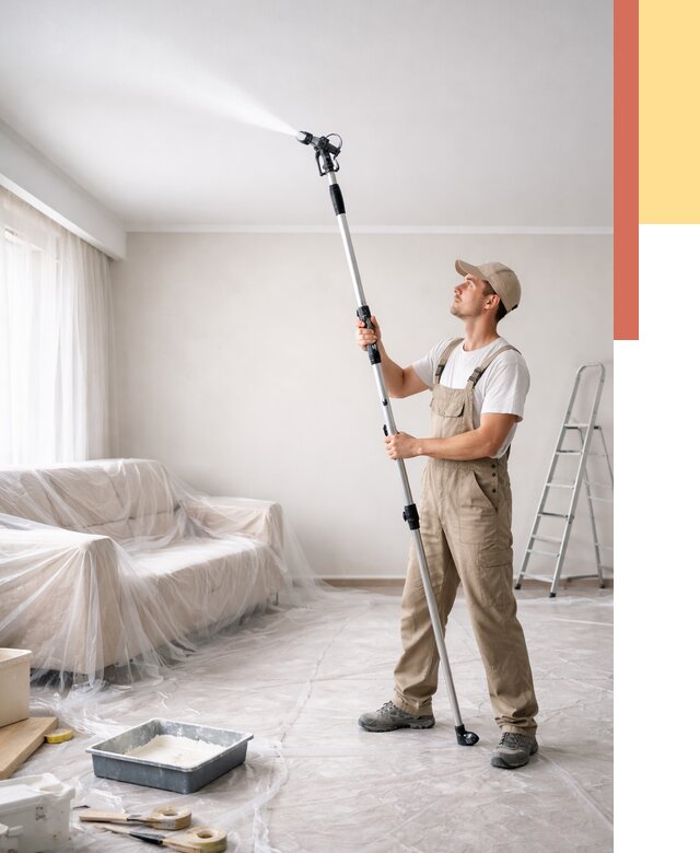 Покраска потолка краскопультом в прохладном от 4875 руб. быстро и недорого | ОТДЕЛОЧНИК-Прх