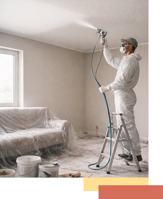 Покраска потолка краскопультом в прохладном быстро и качественно